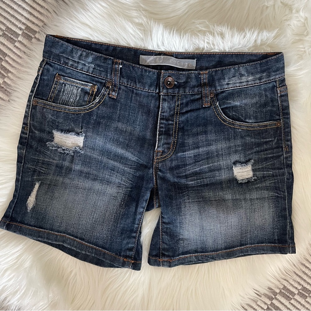 Refuge Darkwash Distressed Denim Jean Shorts 5